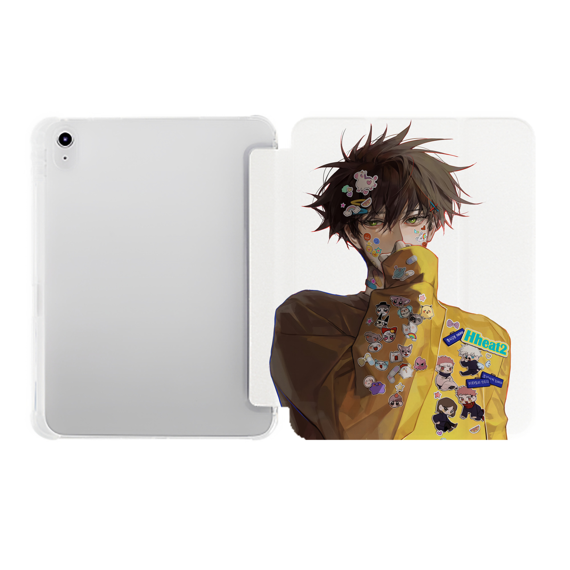 （画像用） 呪術廻戦 Jujutsu Kaisen IPad ケース ペン収納付き 三つ折りスタンド PUレザー×シリコン 対応機種9.5/10.5/10.9インチ